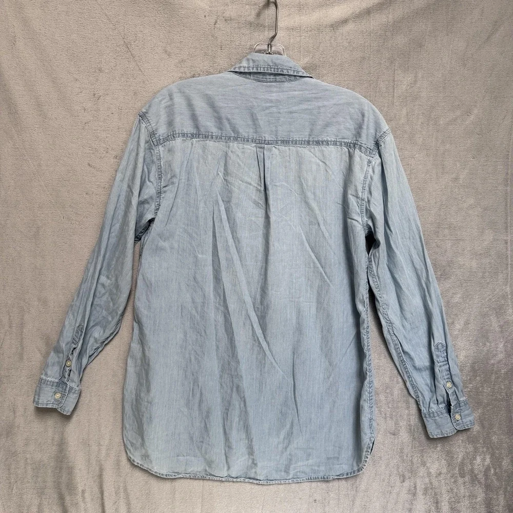 Lucky Brand Shirt Womens Small Blue Chambray Henley Tunic Top Long Sleeve‎